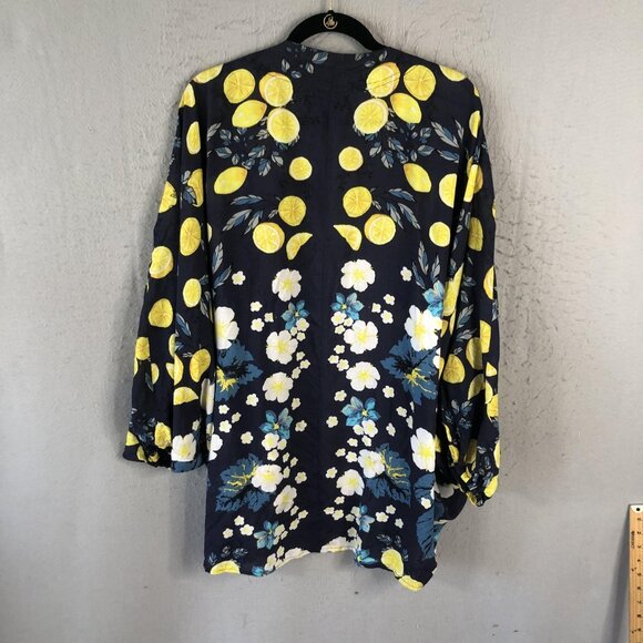 Anthropologie Kimono Cardigan Womens One Size Lemon Floral Boho Modal Lightweigh - Picture 2 of 16